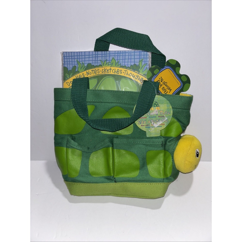 Starbucks Kids Yellow Green Turtle Tote Bag Pockets Top Handle Art Purse 2007